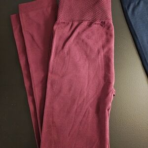 Burgundy High-Waisted Leggings